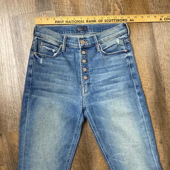 MOTHER PIXI DAZZLER ANKLE FRAY IN POPISM HIGH WAISTED RAW HEM STRAIGHT LEG SZ 26 - Picture 12 of 16